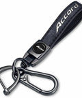 Hella Durable Genuine Leather Car Keychain Compatible With Honda Accord solid zinc alloy key ring with carabiner and black finish