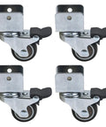 Swivel Caster Wheels With Brakes For Furniture, U-Shape Bracket, 360 Degree Plate, Heavy Duty Moving Wheels, Pack Of 4