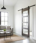 Hella Durable Reactive Water Based Voc Free Interior Wood Stain 55 Gallon used on modern sliding barn door in living space