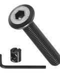 Furniture and Crib Screw Replacement Set with Wrench M6 1x35 24Pcs showing M6 screw, barrel nut, and wrench for bed frame repair.