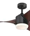 Evan Modern LED Ceiling Fan With Light And Remote 52 Inch Matte Black With Opal Frosted Glass Down Rod Only Built For Big Rooms Up To 225 Sq Ft Curved Walnut Blades Dimmable 16W LED Kit.