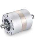 60Mm Double Shaft Planetary Gearbox PLS60 Precision Reduction Gearbox with 80 to 1 Ratio, side view showing dual shafts and compact design.