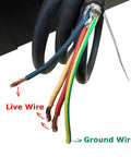 Close-up of electrical wires illustrating live and ground wires, showcasing heavy duty design and electrical safety features.
