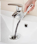 Flexible Drain Cleaning Brush That Clears Sink Clogs Straight Up Fast Long Handle Pipe Snake for pulling hair from a tub drain.