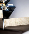 Close-up of Pro Gear Tear Free Jigsaw Blades T Shank T 308 Bo cutting plywood edges with smooth precision.