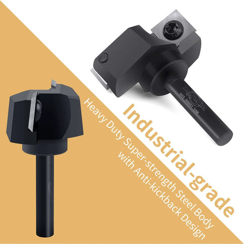 Beefy CNC Spoilboard Surfacing Router Bit With 1/4 Inch Shank And 1-1/2 Inch Cutting Diameter, carbide insert, industrial-grade