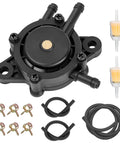 Top Shelf Heavy Duty Fuel Pump And Oil Hose Kit With Integrated Filter For Kohler Briggs Stratton with dual filters, clamps, and tubing.