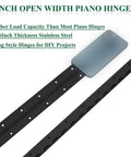 Two-pack heavy-duty piano hinges, 20-inch long, black stainless steel with 0.06" thick leaves and mounting holes for cabinet doors