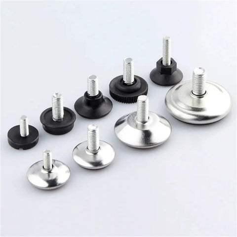 Threaded Leveling Feet Set for Furniture Legs, Adjustable Levelers for Tables, Chairs and Sofas, M6 M8 M10 Threads, 30mm Height, 4 Piece