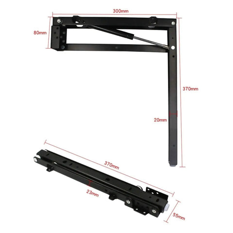 Heavy Duty Pair Folding Hinge Stool Brackets Rock Solid Wardrobe Closet Support Cold Rolled Steel with measurements 300mm x 370mm.