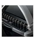 Close-up of Arc Desktop Paper Punch For Disc Bound Systems 8 Sheet Capacity Black And Gray Adjustable Desktop Hole Punch