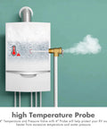 Installed VAV temperature-pressure relief valve with 3/4 in NPT female, brass body, 4 in temp probe, copper line