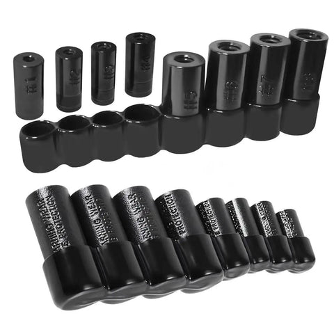 8-Piece Tap Socket Set For 1/4 And 3/8 Inch Drives Fits MCTI Standard Taps Up To 1/2 Inch 1/8 NPT And Metric Taps To 12mm