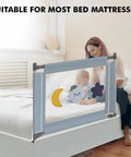 Adjustable Foldable Toddler Bed Rail For Safe Sleep With Strong Lock And Easy To Clean Machine Washable Cover Fits All Mattress Sizes