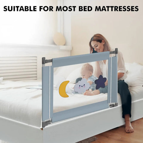 Adjustable Foldable Toddler Bed Rail For Safe Sleep With Strong Lock And Easy To Clean Machine Washable Cover Fits All Mattress Sizes