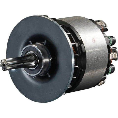 Kickass 36V Brushless Angle Grinder And Cut Off Tool With 9 Inch Blades motor close-up showing brushless design for cordless use.