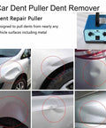 Multiple views of 1000W Car Dent Repair Machine With Induction Heating For Paintless Dent Removal showing dent repair results.