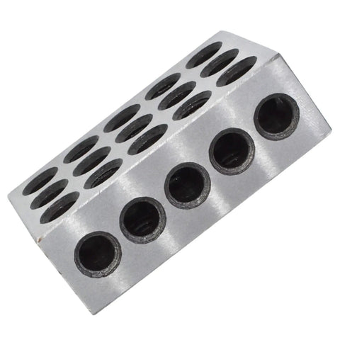 1-2-3 Block Set Built Tough For Milling, 5 Matched Pairs With 23 Holes, Pro Grade 0.0002 Inch Per Inch Precision, 1 X 2 X 3 Inch Hardened Tool Steel Jigs For Milling Machines, angled view