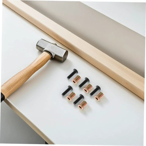 50Pc Wood Threaded Insert Nut Kit With Hex Bolts For Diy Furniture Assembly Includes 2 Wrenches And 1 Drill Bit Metal Screw Connectors