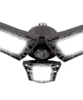 Beast Bright 6000 Lumen 6500K Daylight LED Garage Light with foldable three panel design and 60W ceiling fixture shown.