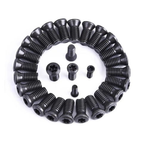 Rock Solid Carbon Steel Hex Socket Grub Screws M2 M2.5 M3 M3.5 M4 M5 M6 arranged in a circular pattern for tool holders.