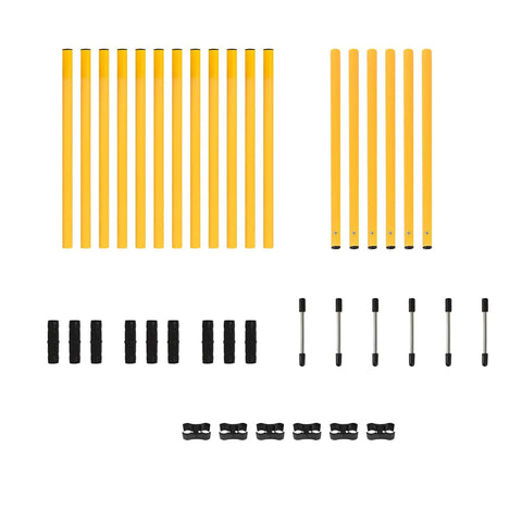 2.6 Ft Dog Agility Obstacle Course Backyard Set With Wave Poles And Adjustable Hurdles Pack Of 3 Yellow components layout