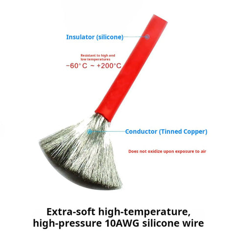 Super Cool Xt60s Male To Qs8 Female Charging Wire Cord For Rc Cars And Quadcopters With Thick Silicone Insulation For High Current Power Systems Available In Short Long And Extra Long Lengths, showing 10AWG silicone wire with tinned copper conductor.