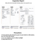 Inspection report detailing safety and environmental friendliness for No Sweat Wood Repair Kit Featuring Sleek Touch Up Markers Plus Quality Wax Sticks.