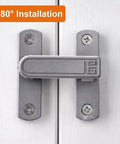 Adjustable Flip Gate Latch Lock For Sliding Barn Doors Heavy Duty Zinc Alloy Build Smooth 90 To 180 Degree Swing Easy Top Bottom Left Right Mounting No Sweat Install Glossy Gold Finish Closet Hardware on white door.
