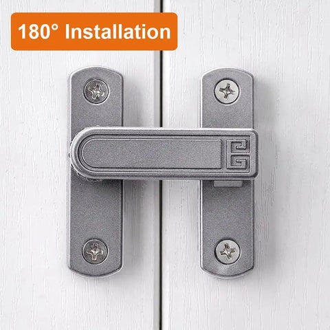 Adjustable Flip Gate Latch Lock For Sliding Barn Doors Heavy Duty Zinc Alloy Build Smooth 90 To 180 Degree Swing Easy Top Bottom Left Right Mounting No Sweat Install Glossy Gold Finish Closet Hardware on white door.