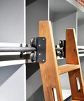 16Ft Rolling Ladder Hardware Sliding Rail Kit With Top Rollers And Braked Floor Wheels Full Metal Black Set For Cabinet Or Bookcase Installations