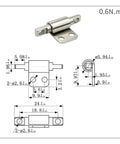 Diagram and dimensions of Concealed Cabinet Door Hinge With Torque Friction 360 Degree Positioning Adjustable For Smooth Quiet Operation