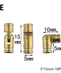 Close-up of Set Of 20 Dope Mini Copper Barrel Hinges For Small Boxes And Cases, 5x15mm Pro Grade Solid Brass Hinges.