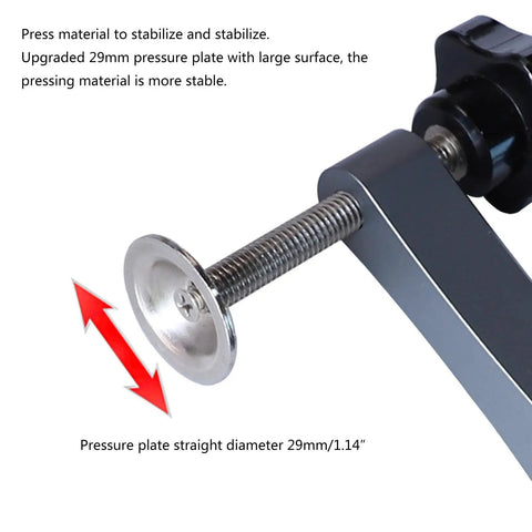 Goat Grade Bench Clamps Set For Woodworking Crews Adjustable Quick Release Dog Hole Tabletop Vise Grip Heavy Duty Pressure Block Up To Seventy Millimeter Setup Sick For Carving Chiseling And Sanding Projects showing 29mm pressure plate and screw detail