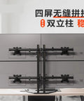 Next Level Quad Monitor Mount For Four Screens With Slick Swiveling Mechanical Desk Arm, showcasing steel brackets on desk.