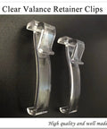 Clear Valance Clips For Horizontal Blinds 2.5 Inch Snap On Rod Holders showing two durable plastic mounts on a black background.