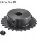 25 Tooth Roller Sprocket B Type For Twenty Five Chain, One Quarter Inch Pitch, 10mm Bore, Black Oxide C45 Carbon Steel With Set Screws