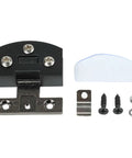 Heavy Duty Frameless Glass Door Hinge And Zinc Alloy Cabinet Clamps For 8 Millimeter Panels Smooth Glide Fit For Wine Racks And Display Cases Matte Black Hardware with screws.