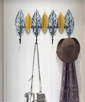 Big Letter Wall Mount Coat Hook Heavy Duty Entryway Key Organizer Sturdy Home Storage Rack with leaf design for hats and bags.