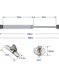 10 Inch Gas Struts For Cabinets, Soft Open And Soft Close Lid Supports, 120N 26 Lb Lift Shocks For Kitchen Cabinet Doors, Hinges, And Lid Stays, Durable Silver, 2 Pack showing detailed measurements.