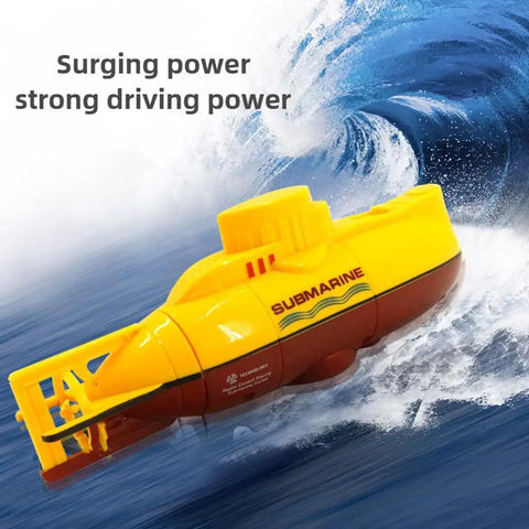Mini RC Submarine Waterproof Remote Control Boat Toy for Kids with 360 Degree Rotating Propeller, Ideal Gift in bright yellow.