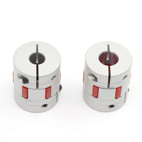 2 Pack Plum Shaped Aluminum Flexible Shaft Couplers 8mm To 10mm Bore D25 Length 30mm for 3D Printers CNC Machines and Motors