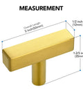 Measurement of Thirty Hella Sturdy Brushed Brass Cabinet Knobs Featuring Slick Two Inch Square Bar Hardware, 2 inch length.