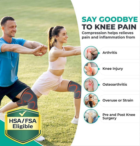 2-Pack Compression Knee Sleeve For Running And All-Day Support, Pain Relief For Arthritis and Knee Injury, shown during exercise