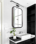 Bathroom with 24 Inch Black Modern LED Vanity Light With Frosted Aluminum Finish For Bathroom Mirror Cabinet And Powder Room, Cool White 6000K