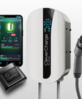 Level 2 EV Charger With AI Powered Smart Charging For Home Use 40A 240V J1772 Port WiFi Enabled EVSE, app interface displayed