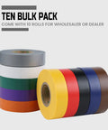 10 Color Pack Colored Electrical Tape Waterproof Three Quarter Inch By Sixty Six Feet Industrial Grade UL CSA Listed