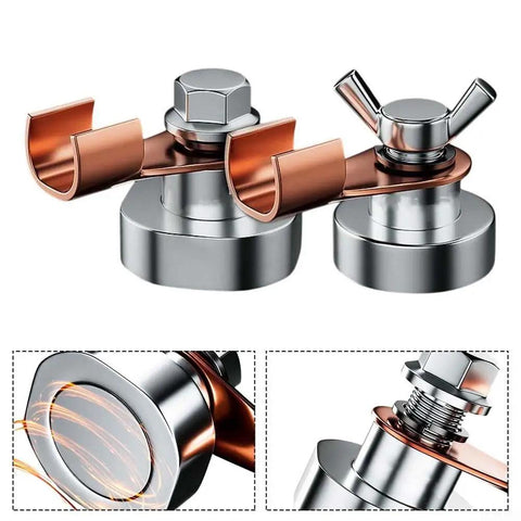 Heavy Duty Magnetic Welding Ground Base Clamp Holder For Welding Kit With Strong Magnet and Pro Grade Copper Tail Clamps