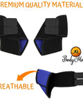 Kids Ankle Brace With Adjustable Support And Hot Cold Ice Pack for Sprain Recovery, black material, breathable design, medium size.
