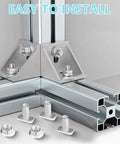 Right Tight T Slots Drop In Hammer Precision Bolts With Ten Pcs Hexagon Flange Nuts For Aluminum Framing and CNC Rigs Build It Fast No Sweat A2 70 Steel with metal brackets and nuts.